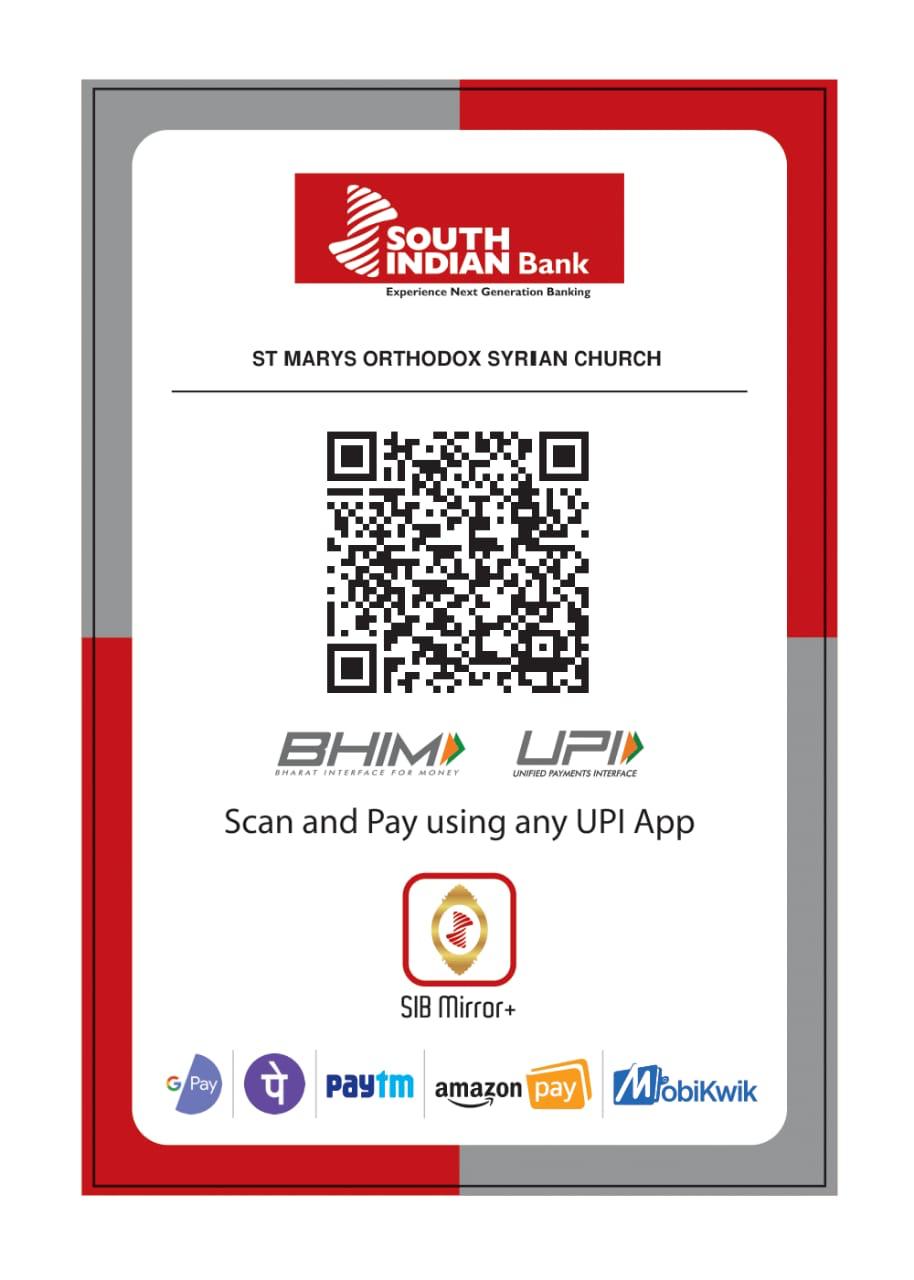 UPI QR code for donations to St Mary's Orthodox Syrian Church