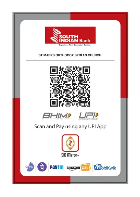UPI QR code for donations to St Mary's Orthodox Syrian Church